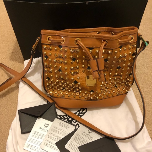 MCM Studded Visetos Mini Bucket Bag **RARE** - Picture 6 of 8